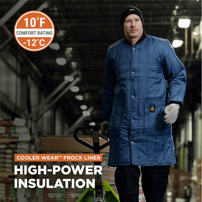 RefrigiWear Men's Lightweight Cooler Wear Insulated Frock Liner Workwear Coat (Navy Blue, Medium) RefrigiWear Men's Lightweight Cooler Wear Insulated Frock Liner Workwear Coat (Navy Blue, Medium)
