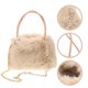 thumbnail image 2 of Bolso de mano de piel sintética de gran capacidad para mujer con cadena de perlas, bolso de hombro de felpa, elegante bolso de noche beige, 2 of 8