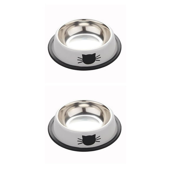 ZLight Multifunctional Pet Bowl Stainless Pet Cat Bowl Kitten Puppy Dish Bowl Skidproof Small Pet Anti-fall Pet Feeding Bowl grey 2Set