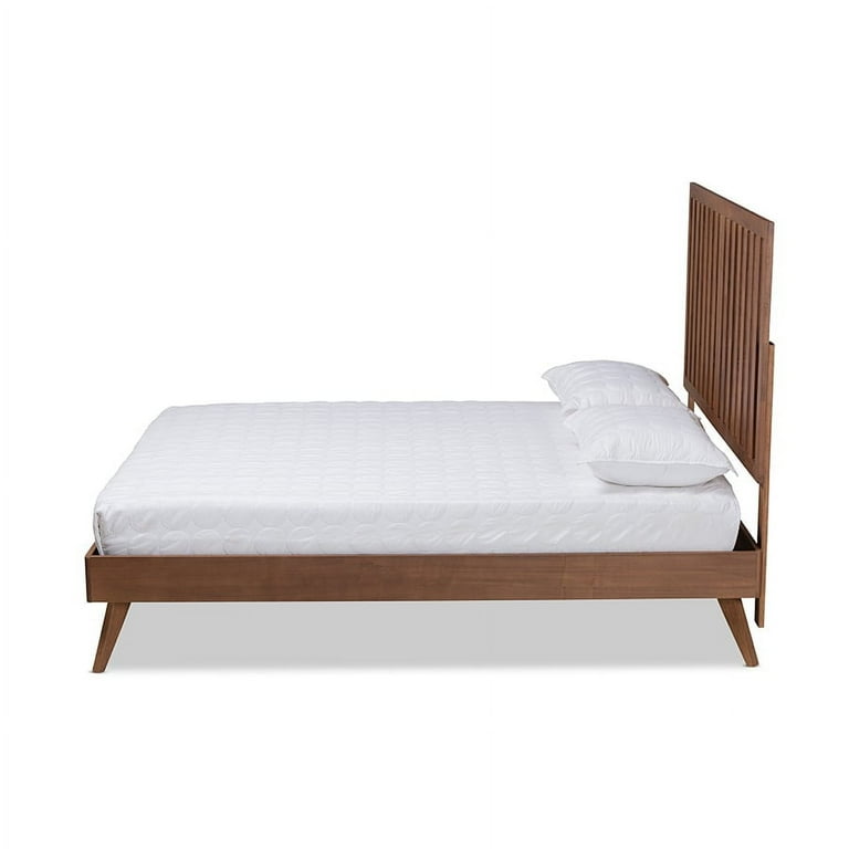 Baxton Studio Saki Mid-Century Modern Walnut Brown Finished Wood Queen Size Platform Bed Baxton Studio Saki Mid-Century Modern Walnut Brown Finished Wood Queen Size Platform Bed