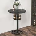 thumbnail image 5 of VECELO Round Bar Table with Built-in Wine Rack, Wooden Top and Sturdy Metal Frame Bistro Pub Table for Home, Kitchen, Cocktail, Black, 5 of 11