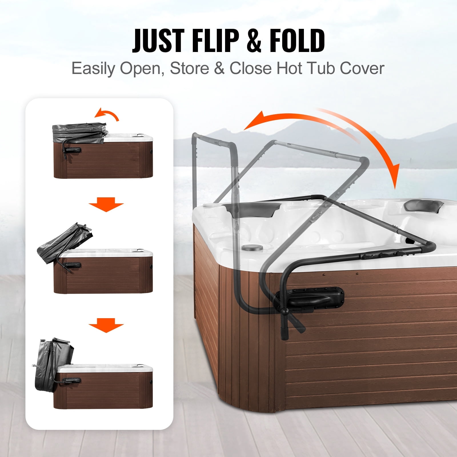 KFFKFF Adjustable Hot Tub Lid Lifter, 31.5-41.3 in, Aluminum Alloy