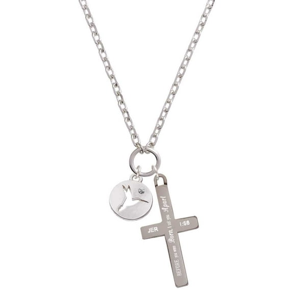 Delight Jewelry Silvertone Hummingbird Disc I Set You Apart Engraved Cross Zoey Necklace, 28"