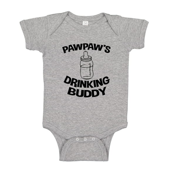 Pawpaw's Drinking Buddy Baby Bodysuit One Piece NB Athletic Heather