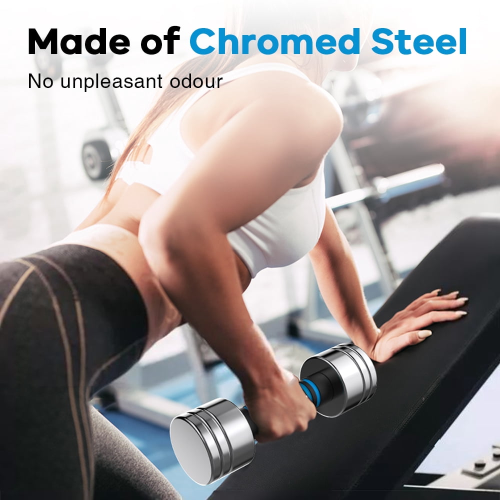 ARVIVO 2pcs Steel Ultracompact Adjustable Weight Dumbbells with Foam Handle 5lbs Silver Home Gym Workout