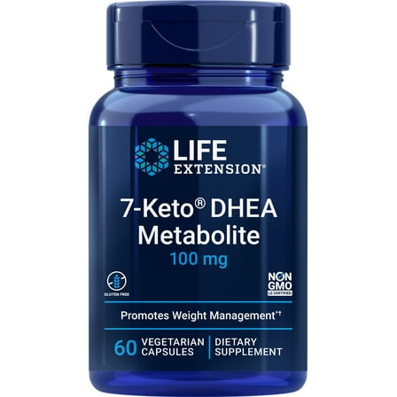 Life Extension 7-Keto® DHEA Metabolite, 100 mg - For Weight Management & Hormone Balance - Gluten Free, Non-GMO - 60 Vegetarian Capsules