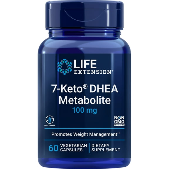 Life Extension 7-Keto® DHEA Metabolite, 100 mg - For Weight Management & Hormone Balance - Gluten Free, Non-GMO - 60 Vegetarian Capsules