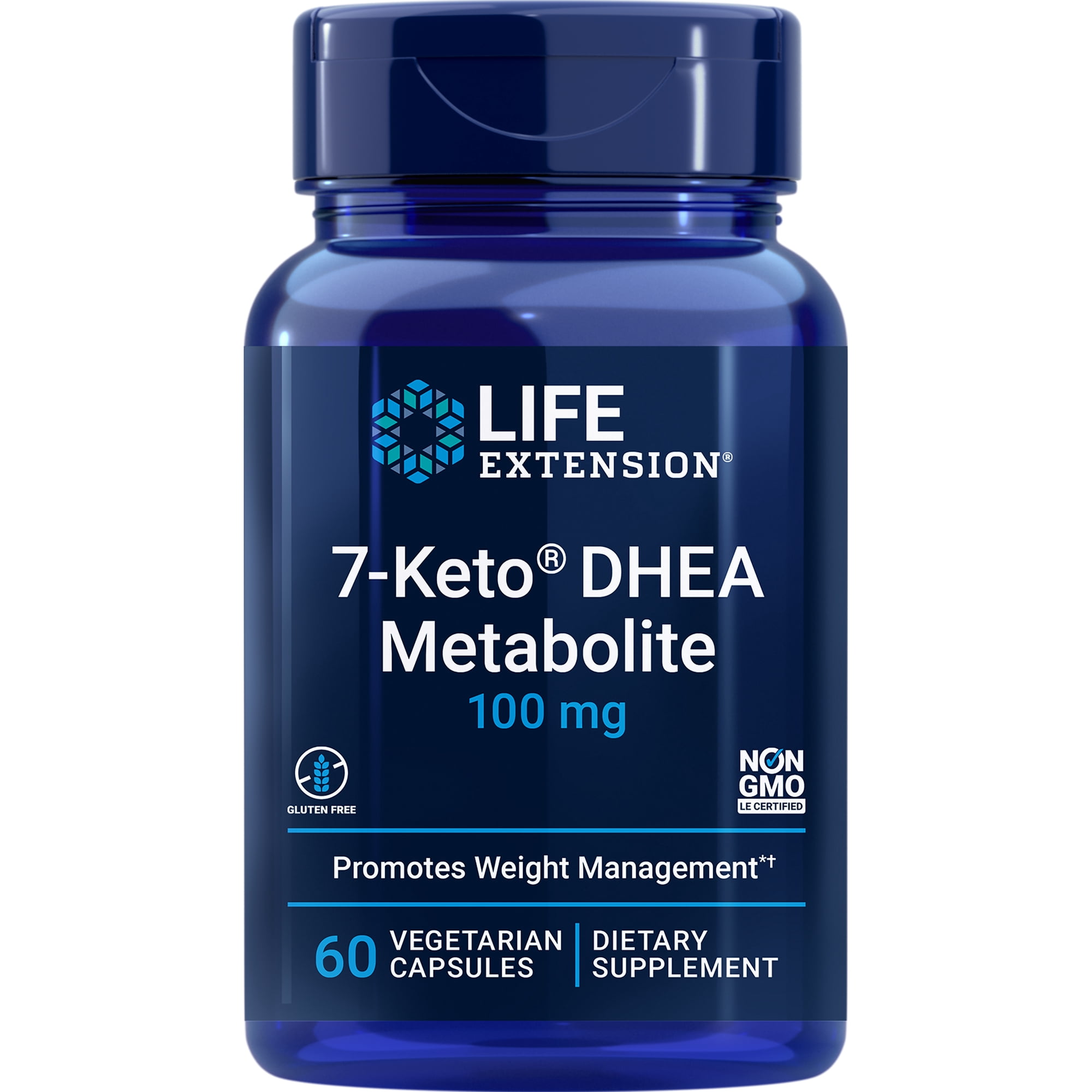 Life Extension 7-Keto® DHEA Metabolite, 100 mg - For Weight Management & Hormone Balance - Gluten Free, Non-GMO - 60 Vegetarian Capsules