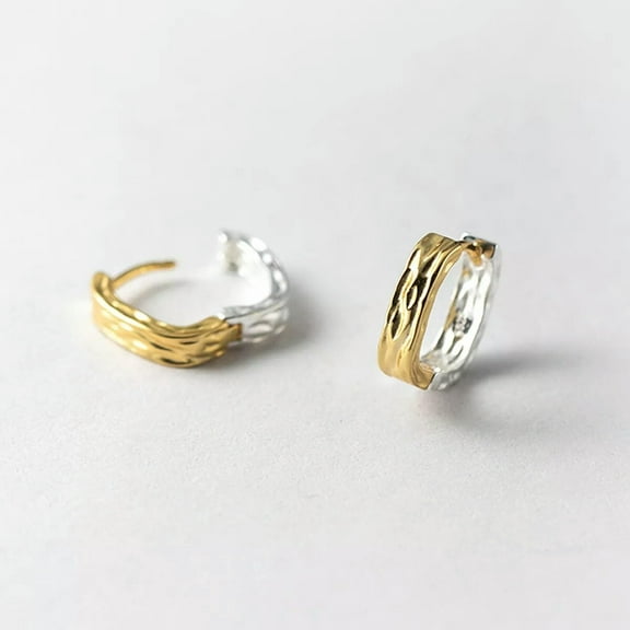EOEMY 925 Sterling Silver&Gold Two Tone Square Hoop Huggie Earrings Gift