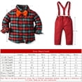 thumbnail image 6 of Baby Boys Clothes Toddlers Outfits Cotton Plaid Dress Shirt + Bow Tie + Suspender Pants 4 Piece Infant Gentleman Suits,Red Plaid, 6 of 6