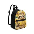 thumbnail image 2 of CHAQLIN Sloth Sunflower Pattern Mini Backpack Purse for Work Travel, Lightweight Mini Travel Backpacks Polyester Front Pocket Small Backpack, 2 of 8
