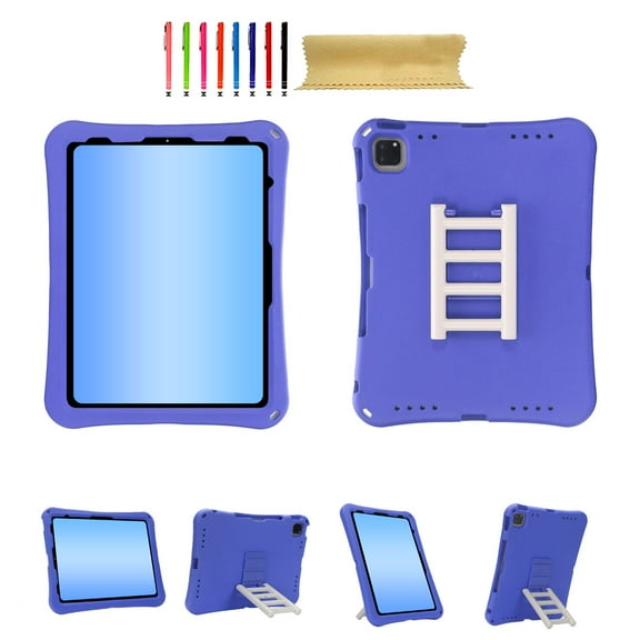 for iPad Air 13 2024/Pro 13 2024/Pro 12.9 2022 2021 2020 Kids Friendly EVA Rugged Case, Adjustable 360 Degree Rotating Stairs Kickstand, Luxury Drop Protection Heavy Duty Tablet Cover - Purple