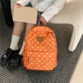 thumbnail image 4 of Women Nylon Polka Dot Cute Playful Bookpack Large Capacity Students Bookbags Multiple Pockets Travel Daypack Bag for Commute (Orange), 4 of 11