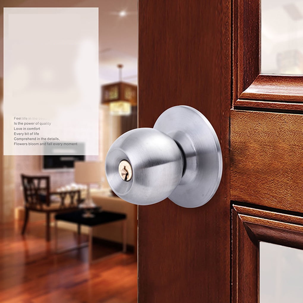 Unbranded Round Door Handle Knobs Lock Stainless Steel Bedroom Living Room Bathroom Entrance Door Lock With Key Other 160 Mm X 75 Mm