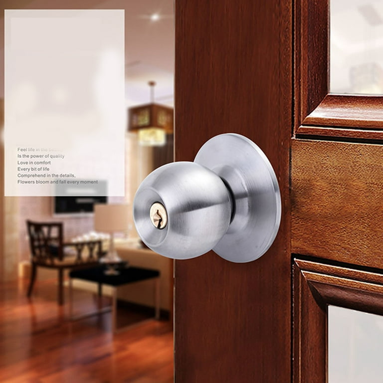 Jygee Round Door Handle Knobs Lock Stainless Steel Bedroom Living Room  Bathroom Entrance Door Lock with Key
