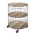 thumbnail image 2 of Benjara BM213997 3 Tier Wood & Metal Frame Rolling Cart with Casters - Brown & Silver, 2 of 2