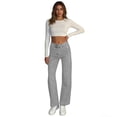 thumbnail image 6 of Wutalume High Waisted Jeans for Women Rhinestone Embellished, Straight Wide Leg Sparkly Denim Pants for Party & Evening Outfits,Blue M, 6 of 6