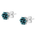 thumbnail image 4 of Sterling Silver 1/2ct TDW Treated Blue Diamond Floral Stud Earrings (Blue,I2-I3), 4 of 7