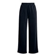 thumbnail image 5 of ZHYou No Boundarie Womens Wide Leg Sweatpants Baggy Fit Elastic High Waist Side Slit Casual Pull On Trousers with Pockets,Navy,Size 2XL, 5 of 6