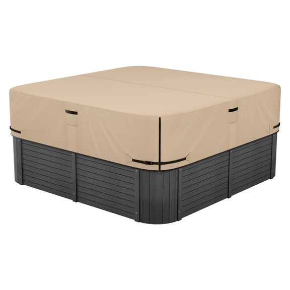 VEVOR Outdoor Hot Tub Cover, 85 x 85 x 20 Inch Weatherproof and Waterproof Hot Tub Cover Protector, 600D Heavy Duty Oxford Fabric and 950N Tearing Strength, Square Spa Covers for Hottub, Brown
