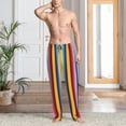 thumbnail image 2 of Cauagu Yellow Blue Mexican Blanket Stripes Mens Pajama Pants Sleep & Lounge Pants,PJ Bottoms with Pockets-Large, 2 of 6