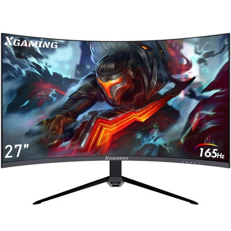 Xgaming 27-inch Curved Gaming Monitor, Ultra Wide 16:9 PC Monitor with 165Hz Refresh Rate, QHD 2560 x 1440 Display, DisplayPort, HDMI and Speakers, Metal Black
