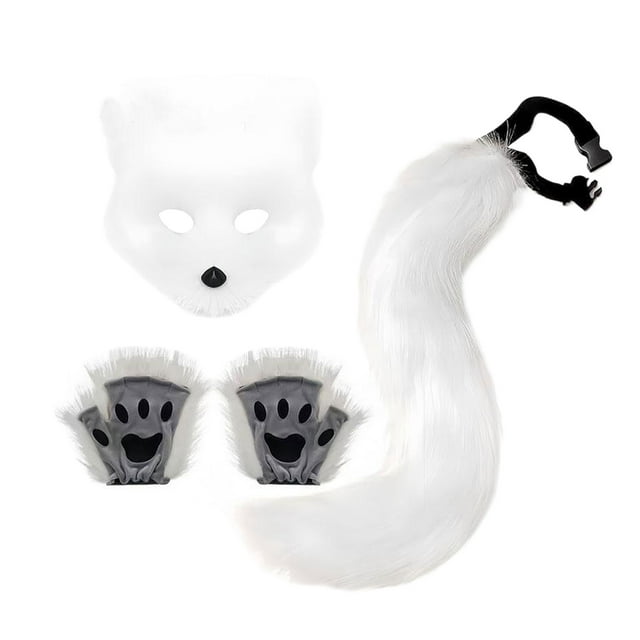 Shengyu Innovative Plush Gloves And Mask Set For Halloween Cosplay Cosplay Prop Accessories Halloween Set white