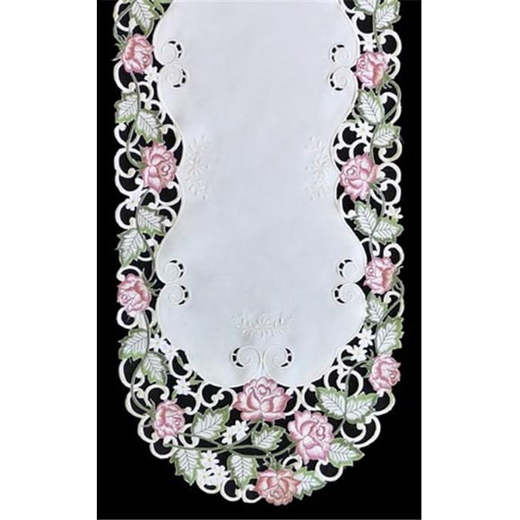 H7538-RS Victorian Rose & Pink Oblong Table Cloth, 68 x 90 in.