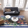 thumbnail image 4 of Area Rugs Indoor Non-Slip Rectangle Rug 5x7 Ft Independence Day USA Flag Sunflower Blue White Stripe Rug Rubber Backing Floor Mats Non Shedding Home Decor Carpet for Entryway Living Room, 4 of 8