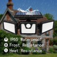 thumbnail image 2 of Luces solares para exteriores con sensor de movimiento, luces de seguridad de 3 cabezales con energía solar, 118 luces de inundación LED con detección de movimiento para la entrada del patio del, 2 of 3