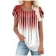 thumbnail image 1 of Tops de Algodón para las Mujeres Impreso Botón 3/4 Manga Suelta Tee, Suave Casual 3/4 Manga Superior, 1 of 4