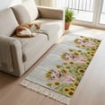 thumbnail image 2 of Kitchen Runner Rugs, Country Sunflower Farmhouse Pig 2'x6' Throw Rug with Tassels, Farm Animal Flower Wood Board Washable Soft Floor Carpet Runner for Hallway Bedroom Bathroom Laundry Room, 2 of 9