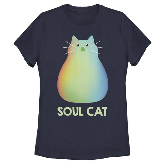 Women's Soul Rainbow Cat  Graphic Tee Navy Blue Large