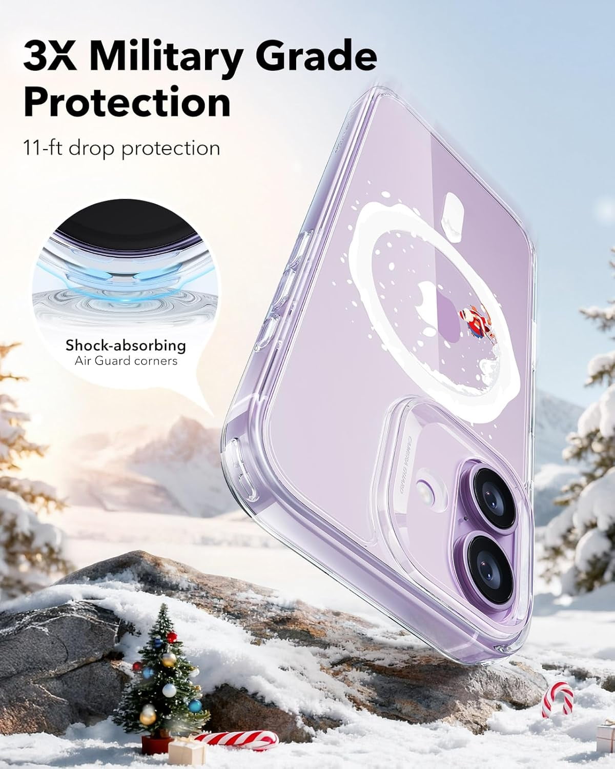CRKMGS-for iPhone 17 Case, Camera Control, Compatible with MagSafe, Shockproof Military-Grade Protection, Magnetic Phone Case for iPhone 17, Classic Hybrid Case, Santa Skater