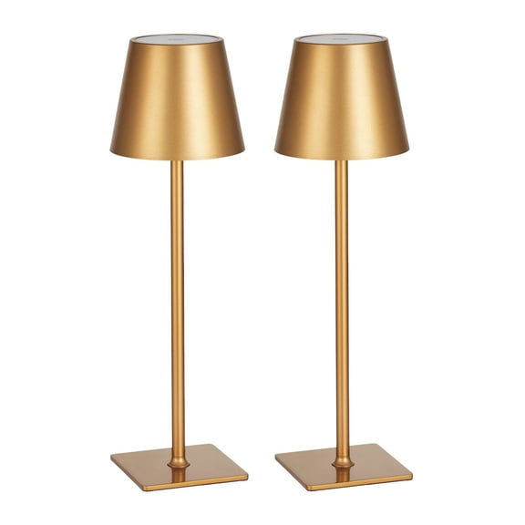 2-Pack Cordless Table Lamp with 5200mAh Rechargeable Battery, Gold Desk Lamp for Bedroom, Living Room, or Office – Portable Touch Control LED Night Light, Dimmable & Wireless Charging (Optional)
