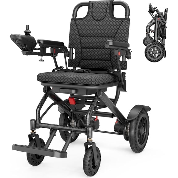 Ecojoy 36 lbs Lightweight Foldable Electric Wheelchair for Adults & Seniors - All-Terrain Portable Power Wheelchair with Dual Motors, Long-Life Lithium Battery, 240 lbs Capacity