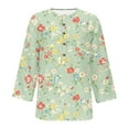 thumbnail image 7 of Fznquz Womens Tops Plus Size 3/4 Sleeve Trendy Floral Print T Shirts Button Work Green 2025 Women's Blouses, 7 of 7