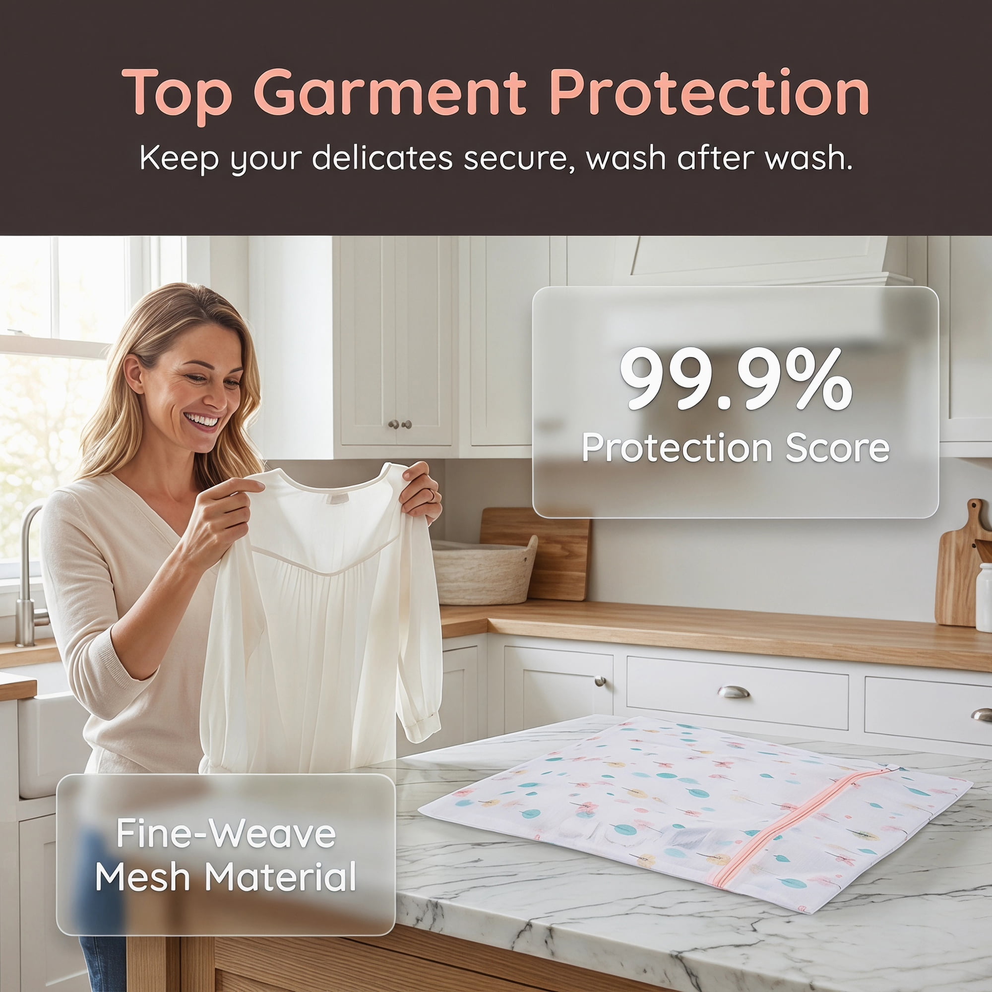 Polyester Mesh Durable Zipper Closure Laundry Bags for Delicates Pink 6Pcs