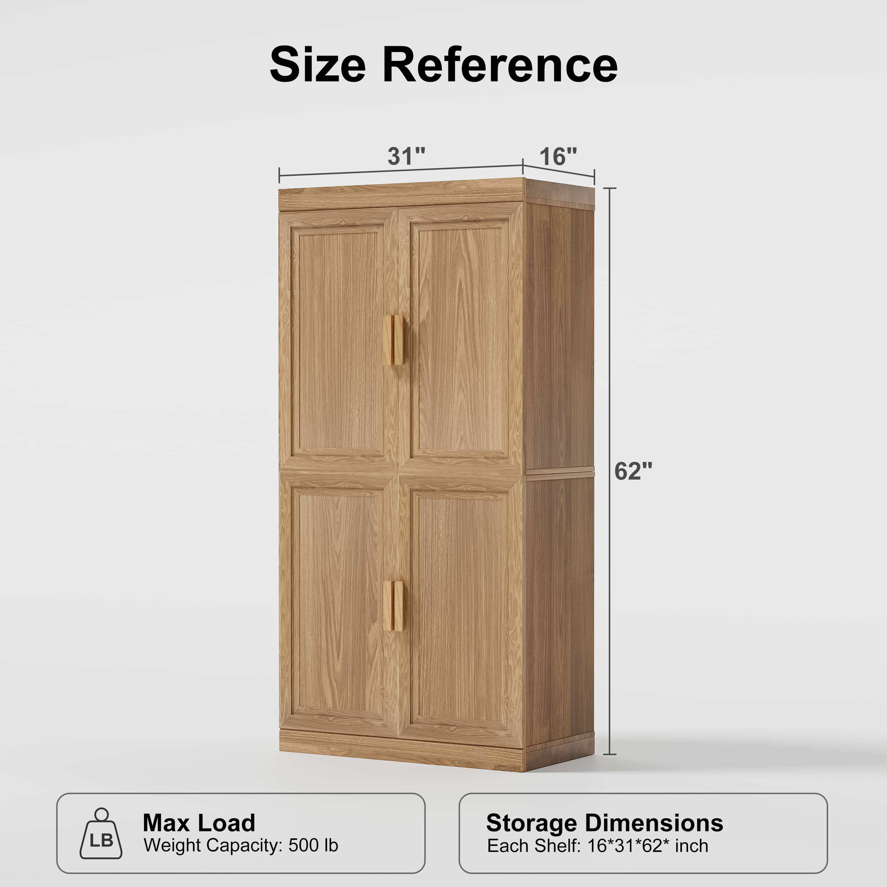 MAYEERTY 31"x31"x16" Storage Cabinet Wood Accent Cabinet for Living Room, Natural Wood