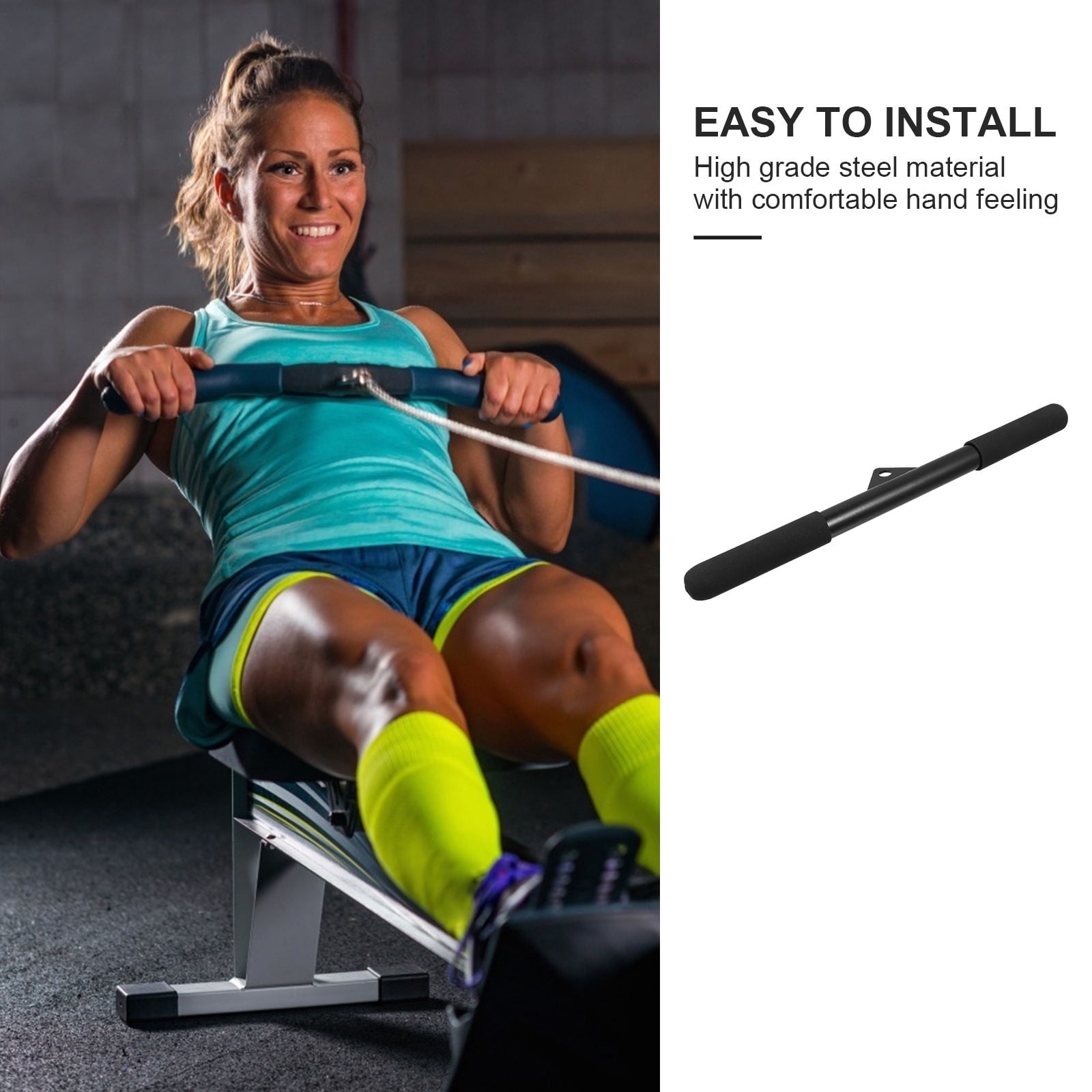 OULII Black Fitness Pull Rod for Home Gym Workouts - Multi-Use Bicep, Back, and Arm Strength Training Accessory