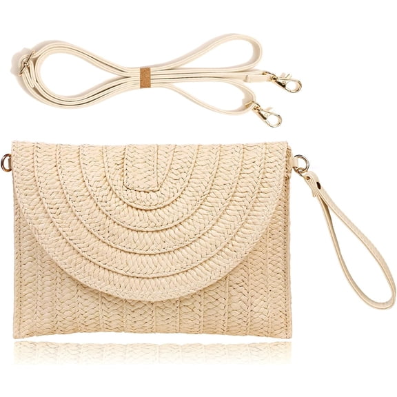 CAILDANL Straw Clutch Handbag Summer Beach Straw Purse for Women woven Envelope Bag
