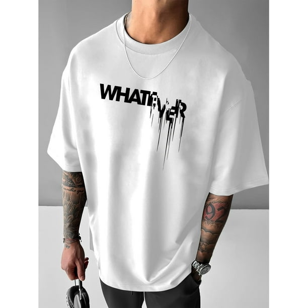 WHENEVER" Men's Bold Graphic Print Casual T-Shirt - 100% Polyester, Relaxed Fit, Short Sleeve, Round Neck, Machine Washable - Ideal for Spring & Summer Tee For Adult, Men, Women, Teen, Teenager, Adol