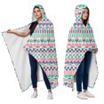 thumbnail image 2 of Wearable Blanket,Pink and Blue Heart Shaped Boho Pattern Hooded Wearable Flannel Blanket for Adults & Teens with Buckle,Winter Poncho Shawl Wrap Cape,50"x60", 2 of 5