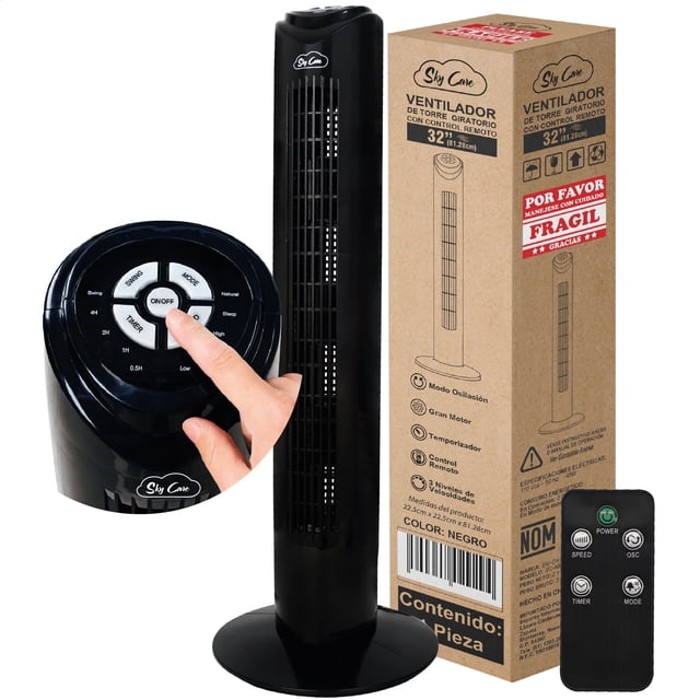 Ventilador Torre 83 CM Giratorio Control Remoto Sky Care Negro 83 CM ADT01-33 Pul
