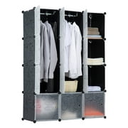 Work-It! Portable Clothes Closet Rack with Closet Rods - 12 Storage Cubes