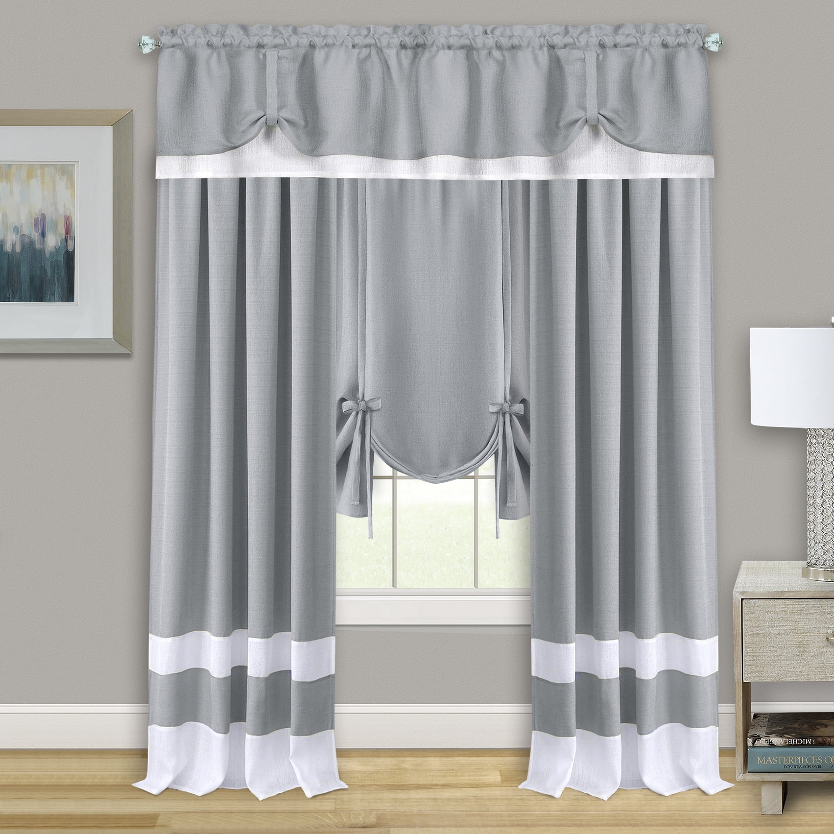 Achim Darcy Window Curtain Tie Up Shade - 58x63 - Grey