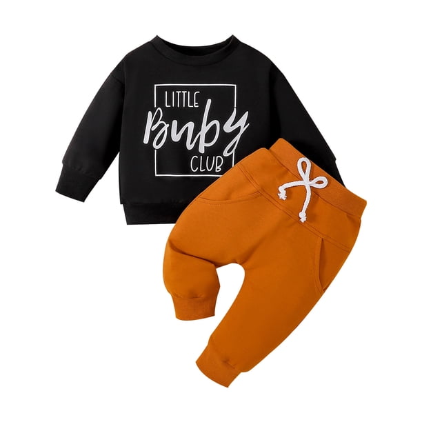 Gibobby Conjunto de pants para niño Conjunto de 2 piezas de sudaderas con estampado de letras lindas de manga larga informal para niños y niños(Marina,2-3 Años)