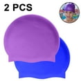 thumbnail image 2 of Gorro de natación de pelo largo - Gorros de natación de silicona para niñas, niños, adultos (paquete de 2) Vhermosa Accesorios Deportes Acuáticos, 2 of 8