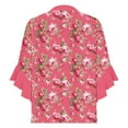 thumbnail image 2 of Smsaxvxz Womens Summer Tops Fashion Boho Floral Printed Button V Neck 3/4 Ruffle Sleeve Shirts Casual Loose Beach Blouse Tops B-19 XL, 2 of 5