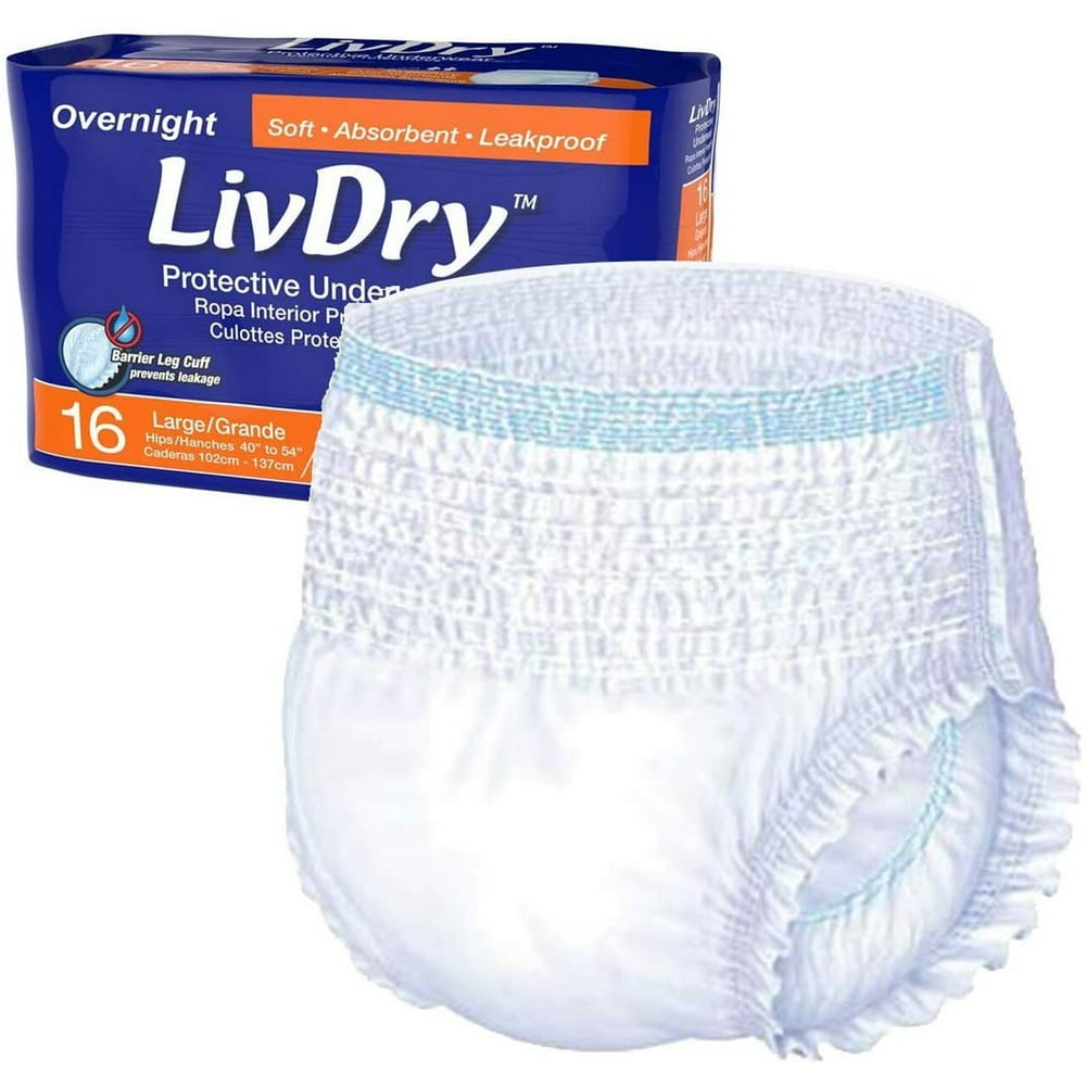 LivDry Unisex Adult Incontinence Underwear, Overnight Comfort